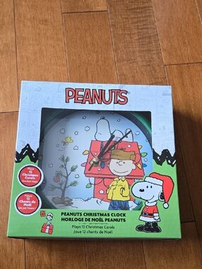 Peanuts Snoopy & Charlie Brown Holiday Clock - Red, Green, White